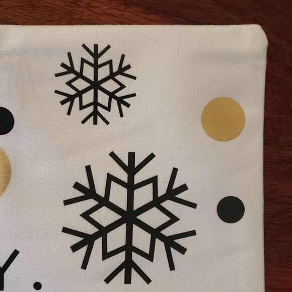 Contemporary Christmas Pillow Cover Snowflake Polkadots Black Silver Gold - Picture 4 of 8